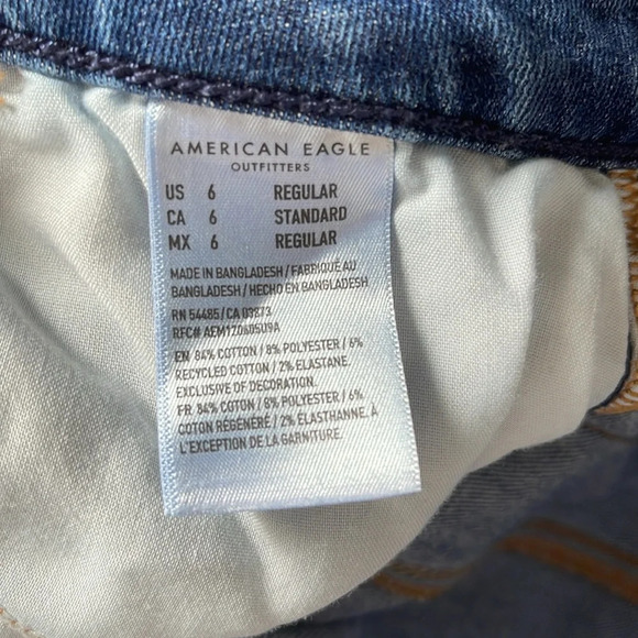 AMERICAN EAGLE Curvy Hi-Rise Jegging Jeans Blue Dark Wash Denim Stretch Size 6 - Picture 9 of 12